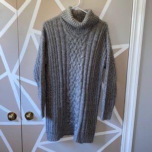 Grey Turtle Neck Sweater Dress